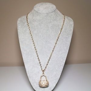 Gold Tone Purse Pendant Necklace